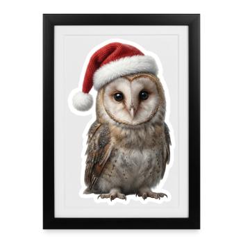Mysterious owl in the magic of Christmas - Framed poster (27 × 37 cm) - black - Front