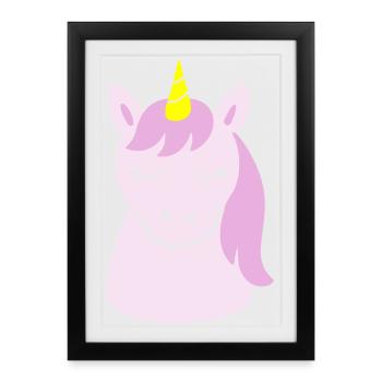 Cute unicorn with closed eyes - Framed poster (27 × 37 cm) - black - Front