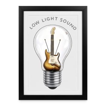 Guitare dans une ampoule - Affiche encadrée (27 × 37 cm) - noir - Devant