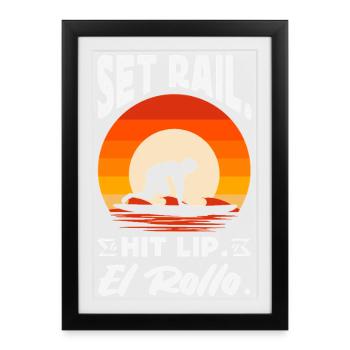 Surfeur Surfeur Bodyboarder - Affiche encadrée (27 × 37 cm) - noir - Devant