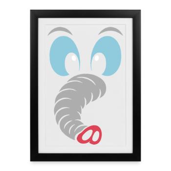 Éléphant | Déguisement de carnaval en costume de grand visage - Affiche encadrée (27 × 37 cm) - noir - Devant