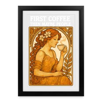 First Coffee Then People Vintage Pinup Gift - Framed poster (27 × 37 cm) - black - Front
