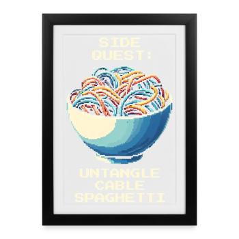 Désordre de câbles démêlé | Gestion du câble - Affiche encadrée (27 × 37 cm) - noir - Devant