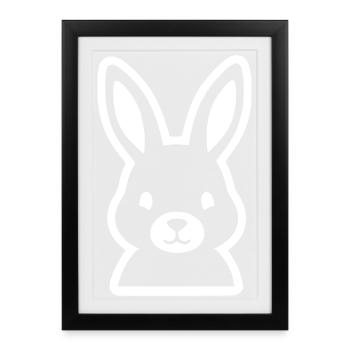 Bunny Head Outline Comic Sticker Vector - Framed poster (27 × 37 cm) - black - Front