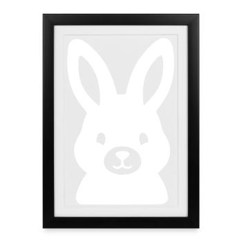 Süßer Hase Kopf Comic Clean Vektor - Gerahmtes Poster (27 × 37 cm) - Schwarz - Vorne