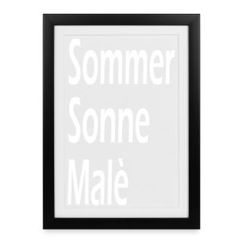 Vacances à la plage Summer Sun Male - Affiche encadrée (27 × 37 cm) - noir - Devant