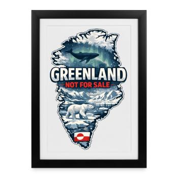 Groenland Danemark États-Unis Animaux polaires Baleine Ours Drôle - Affiche encadrée (27 × 37 cm) - noir - Devant