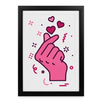 Kpop Korean Music Cute Finger Heart Love Korea - Framed poster (27 × 37 cm) - black - Front