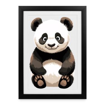 Dessin animé de Panda Câlin – Panda Mignon - Affiche encadrée (27 × 37 cm) - noir - Devant