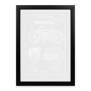 Plan de brevet pour motos anciennes - Affiche encadrée (27 × 37 cm) - noir - Devant