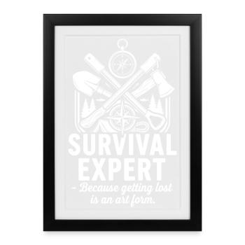 Expert en survie - Affiche encadrée (27 × 37 cm) - noir - Devant