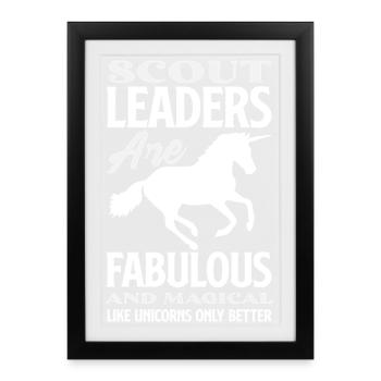 Les chefs scouts sont fabuleux et drôles licornes scoutes - Affiche encadrée (27 × 37 cm) - noir - Devant