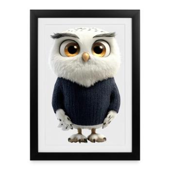 Owl Barn Owl Owl Owl Owl Cute Owls - Framed poster (27 × 37 cm) - black - Front