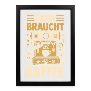 Café, Fête des pères, Papa - Affiche encadrée (27 × 37 cm) - noir - Devant