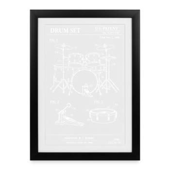 Drum Kit Blueprint - Framed poster (27 × 37 cm) - black - Front
