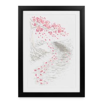Fleurs de cerisier Sakura Fleurs de cerisier - Affiche encadrée (27 × 37 cm) - noir - Devant