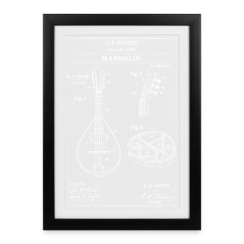 Mandolin Patent Diagram - Framed poster (27 × 37 cm) - black - Front