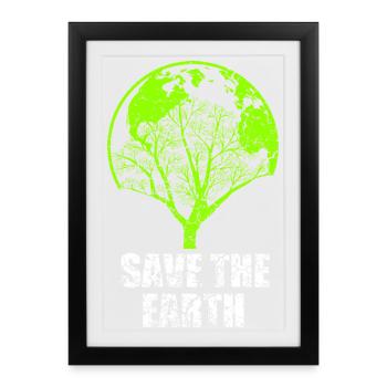SAVE THE EARTH T-SHIRT - Affiche encadrée (27 × 37 cm) - noir - Devant