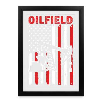 Oil Rig Oil Field - Framed poster (27 × 37 cm) - black - Front