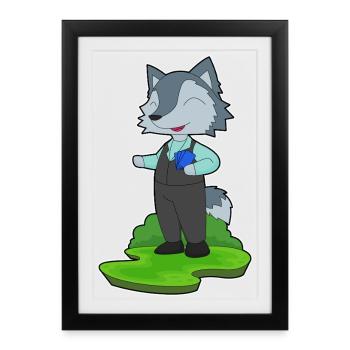 Jeu de cartes Wolf Poker - Affiche encadrée (27 × 37 cm) - noir - Devant