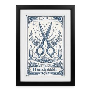Hairdresser Tarot Card Illustration - Framed poster (27 × 37 cm) - black - Front
