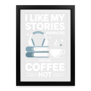 Cadeau de la passion audiobook Coffee Lover - Affiche encadrée (27 × 37 cm) - noir - Devant
