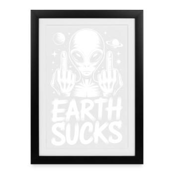 Doigt Puant Extraterrestre - Affiche encadrée (27 × 37 cm) - noir - Devant