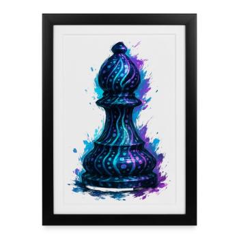 Crazy Chess Artistic Cosmic Blue Purple - Framed poster (27 × 37 cm) - black - Front
