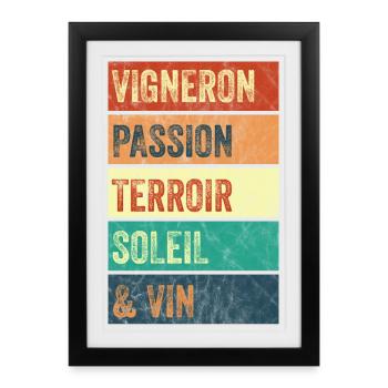 Vigneron Passion Terroir - Affiche encadrée (27 × 37 cm) - noir - Devant