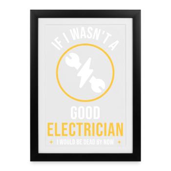 Devis drôle d’électricien – Métier qualifié - Affiche encadrée (27 × 37 cm) - noir - Devant