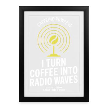Ondes radio alimentées par la caféine Tee - Affiche encadrée (27 × 37 cm) - noir - Devant