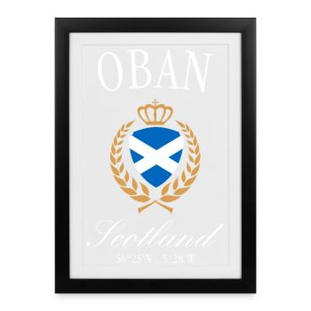 Couronne des armoiries d’Oban Scotland – Souvenir de voyage - Affiche encadrée (27 × 37 cm) - noir - Devant