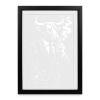 Taureau en costume sur mesure - Affiche encadrée (27 × 37 cm) - noir - Devant
