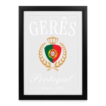 Gerês Portugal Wappen Krone – Reise Souvenir - Gerahmtes Poster (27 × 37 cm) - Schwarz - Vorne