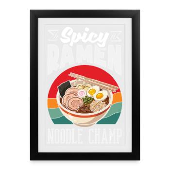 Champion japonais de nouilles ramen épicées - Affiche encadrée (27 × 37 cm) - noir - Devant
