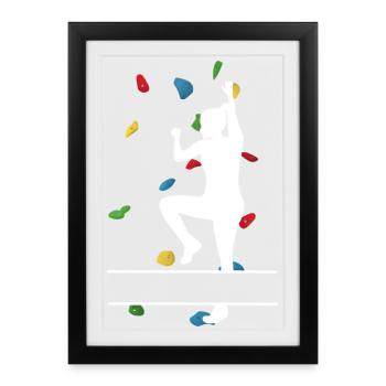 Climbing Wall Woman White – Custom Boulder - Framed poster (27 × 37 cm) - black - Front