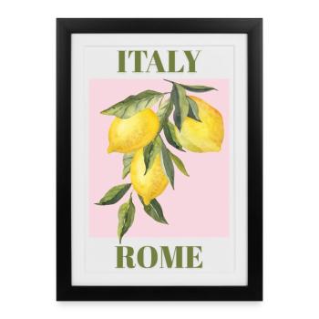 Italie Rome Vacances Plage Citrons Rome Mode - Affiche encadrée (27 × 37 cm) - noir - Devant