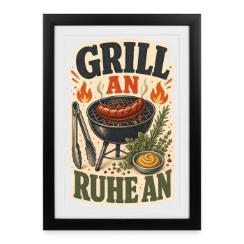 BARBECUE AT REST ON - Framed poster (27 × 37 cm) - black - Front