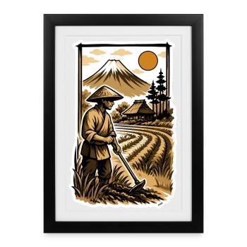 Harvest Sun Mountain Field - Framed poster (27 × 37 cm) - black - Front