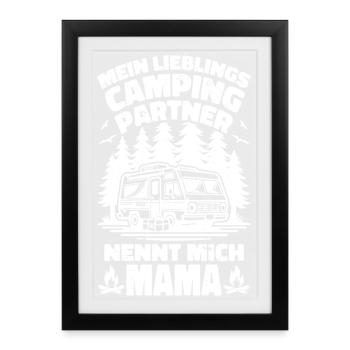 Lieblings Campingpartner Mama - Gerahmtes Poster (27 × 37 cm) - Schwarz - Vorne