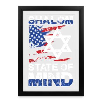 Shalom State Of Mind Star USA Flag - Framed poster (27 × 37 cm) - black - Front
