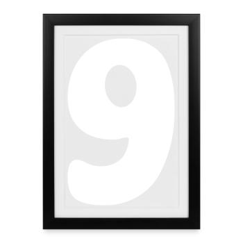 Nine: Minimalist Numeral 9 | Ninth - Framed poster (27 × 37 cm) - black - Front