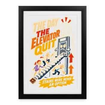 Elevator Strike Office Humor - Framed poster (27 × 37 cm) - black - Front