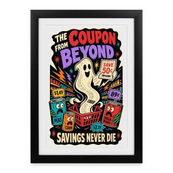 Coupon from Beyond – Sparfuchs Horror Humor - Framed poster (27 × 37 cm) - black - Front