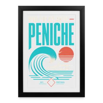 Peniche Surfing - Affiche encadrée (27 × 37 cm) - noir - Devant