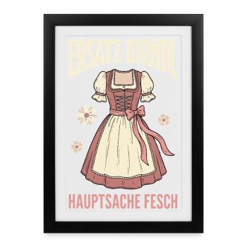 Replacement Dirndl Fesch Bavarian Costume Sloga - Gerahmtes Poster (27 × 37 cm) - Schwarz - Vorne
