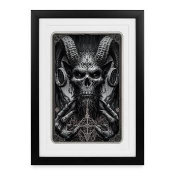 Démon avec des cornes et un pentagramme - Affiche encadrée (27 × 37 cm) - noir - Devant