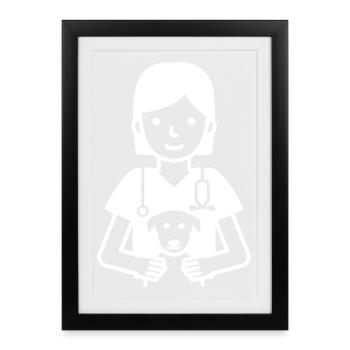 Gardienne d’animaux - Affiche encadrée (27 × 37 cm) - noir - Devant