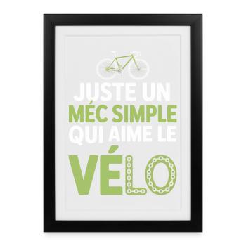 mec simple aime le vélo et apéro humour homme velo - Affiche encadrée (27 × 37 cm) - noir - Devant