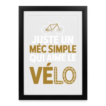mec simple aime le vélo et apéro humour homme velo - Affiche encadrée (27 × 37 cm) - noir - Devant